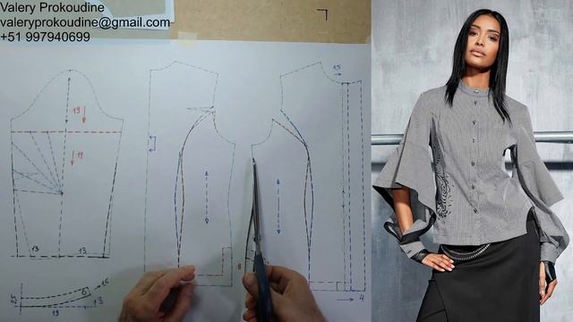 моделируем блузку modelado de blusa #курсы кройки и шитья #diseño de modas смотреть онлайн