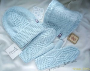 Варежки спицами/ Палец индийским клином/ Вязаные варежки/