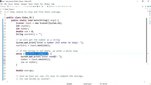 Java 70: Using loops to get numbers from the user until they choose to stop and find their average. смотреть онлайн