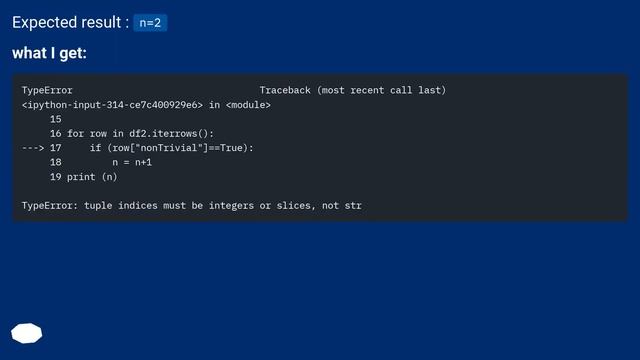 DataFrame can't be iterated through: getting following error: tuple indices must be integers or sli смотреть онлайн