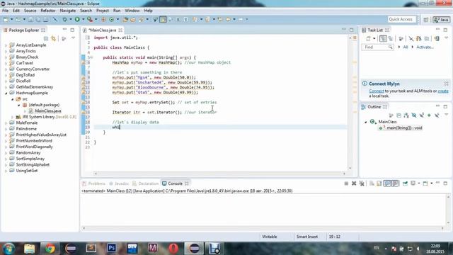 JAVA Using HashMap example смотреть онлайн