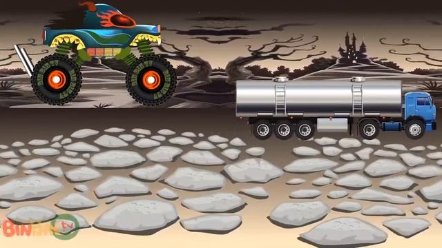 Good vs Evil Big Trucks Airplane Truck Mixer Truck Garbage truck Scary Big Truck Video Fors смотреть онлайн