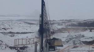 Запуск дизель молота, забивание свай