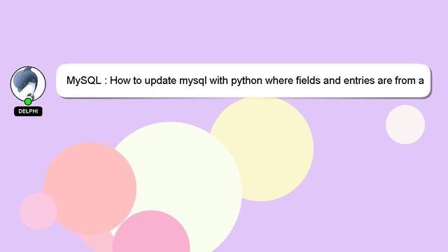 MySQL : How to update mysql with python where fields and entries are from a dictionary? смотреть онлайн
