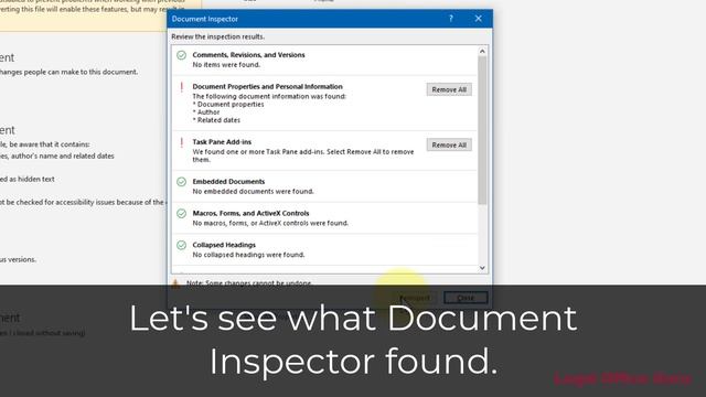 Scrub Word metadata with Document Inspector смотреть онлайн