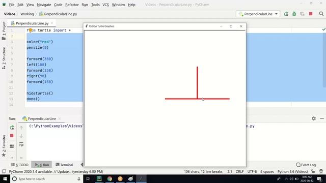 How to draw a perpendicular line using turtle graphics in python. смотреть онлайн