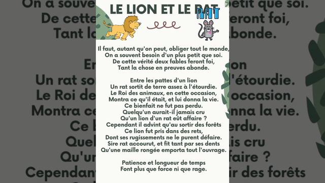 Le lion🦁🦁 et le Rat🐀🐀 poésie || Jean de La Fontaine смотреть онлайн