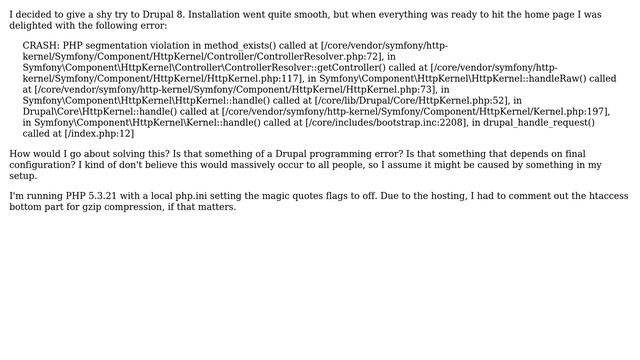 Drupal: Post-installation PHP crash смотреть онлайн