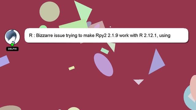 R : Bizzarre issue trying to make Rpy2 2.1.9 work with R 2.12.1, using Python 2.6 under Windows xp смотреть онлайн