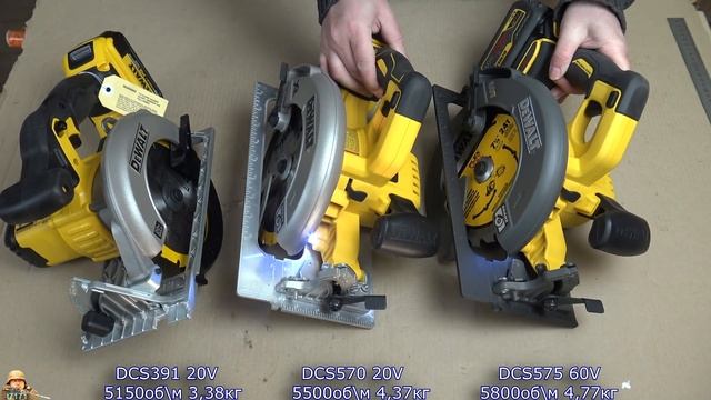 Циркулярные пилы US Dewalt DCS391, DCS570, DCS575 и их производительность смотреть онлайн