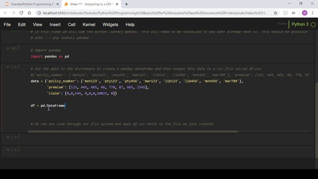 Video 11 - Python CSV Files for Actuaries, Insurance and Finance Professionals смотреть онлайн