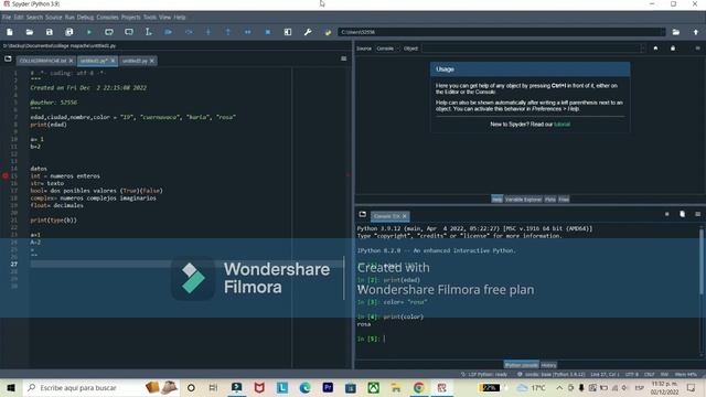 VARIABLES Y DATOS/ Python 3.9 (Spyder) смотреть онлайн
