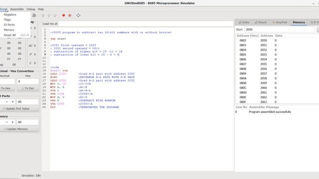 Subtraction of two 16 bit numbers in GNU/SIM 8085 Simulator | by Rashmi Ma'am смотреть онлайн
