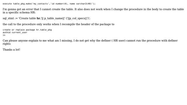 Databases: Insufficient privileges as a definer of package смотреть онлайн