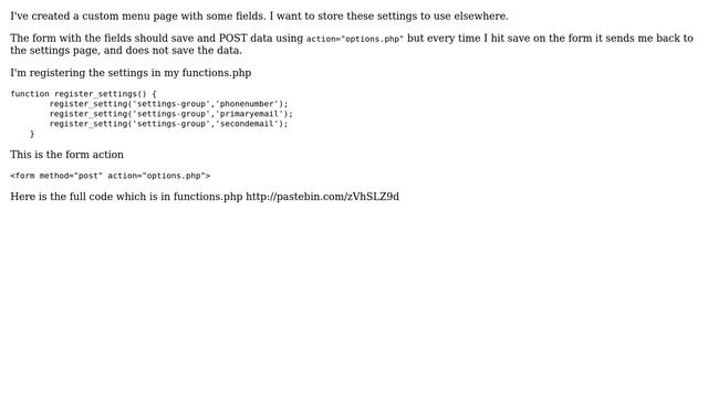 Wordpress: options.php problem - data not saved смотреть онлайн