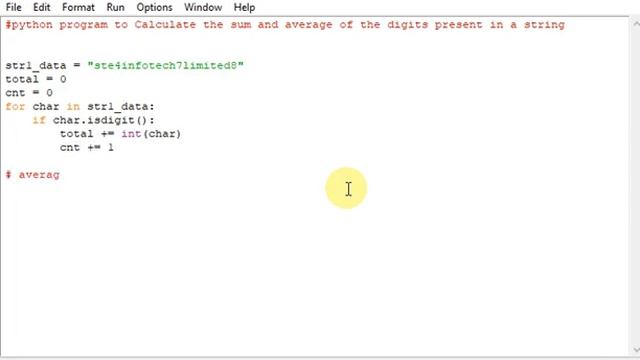 python program to calculate the sum and average of the digits present in a string смотреть онлайн