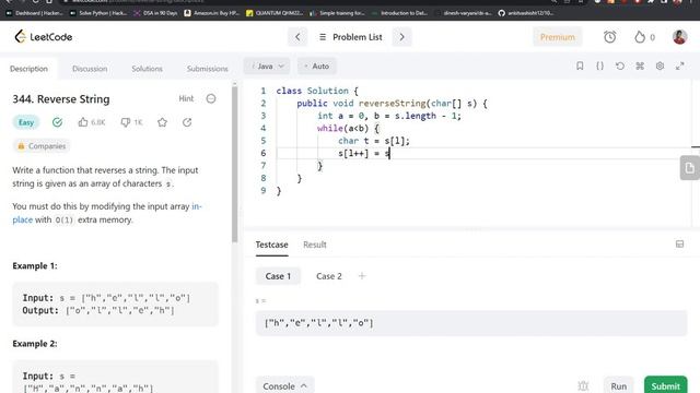 LeetCode Problem "Reverse String"||Competitive Programing With Java @Codolearn смотреть онлайн