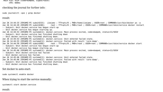 Raspberry Pi: Docker 'core-dump' error when starting service смотреть онлайн