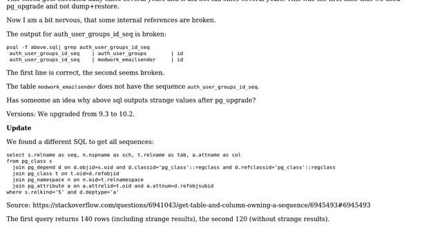 Databases: pg_upgrade: Sequence-Check fails смотреть онлайн