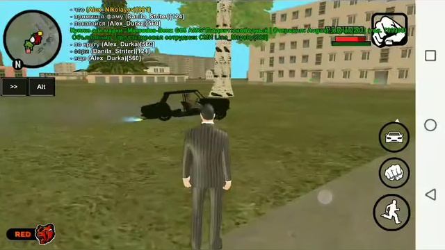 Сгоревший автомобиль спокойно разьезжает по двору (CRMP Black Russia) смотреть онлайн