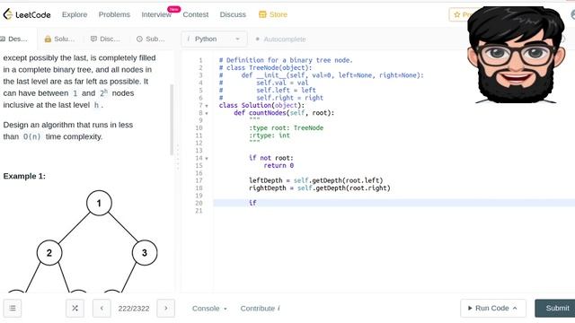 Leetcode Question 222 "Count Complete Tree Nodes" in Python смотреть онлайн