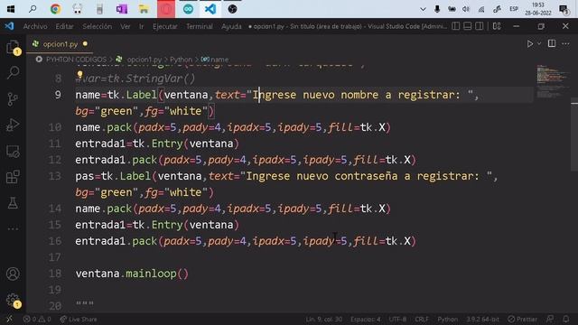 Opción REGISTRAR Usuarios CSV TKINTER PYTHON смотреть онлайн