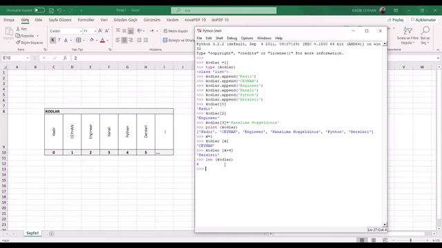 Python Bölüm 11 Codes : Append Len While Listeler İterasyon Kadir CEYHAN Engineer смотреть онлайн