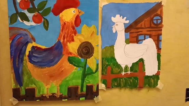 Рисуем гуашью яркого петушка смотреть онлайн