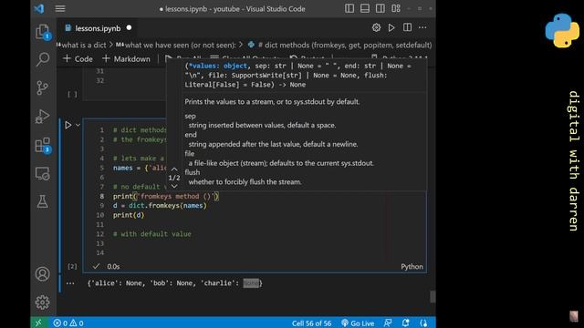 populate a python dictionary using the fromkeys method смотреть онлайн