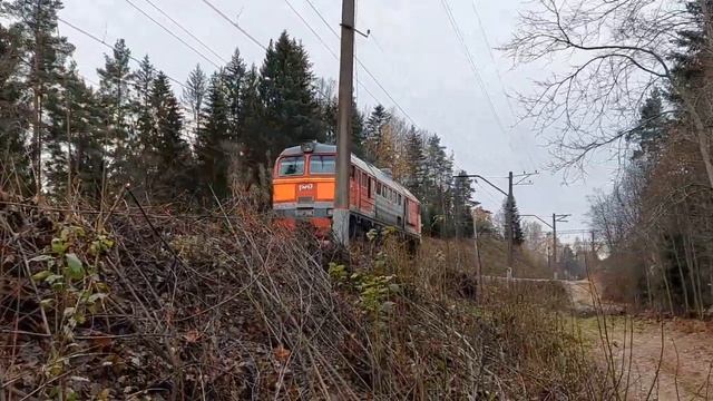 ДМ62-1852 следует по перегону Пери-Токсово. смотреть онлайн