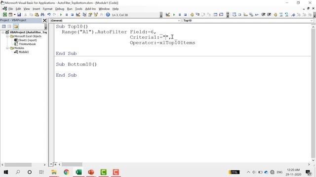 Filter Top/Bottom 10 Records in VBA | Excel VBA Tutorial in Hindi смотреть онлайн
