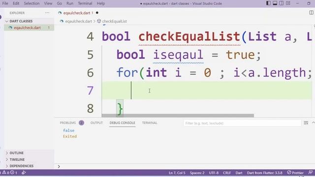 how to compare two list in dart programming language. смотреть онлайн