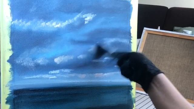 Oil painting time-lapse | Dramatic clouds - Blender Brush technique смотреть онлайн