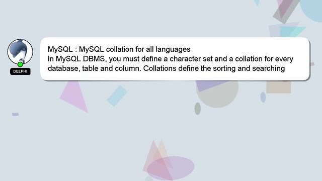 MySQL : MySQL collation for all languages смотреть онлайн