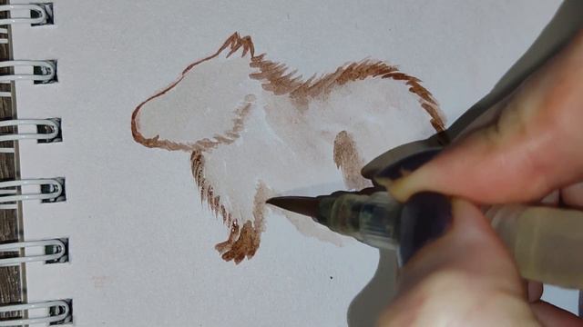 Как нарисовать маленькую капибару красками? How to draw a small capybara? #drawingcapybara смотреть онлайн