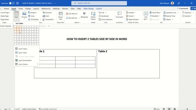 How to insert 2 tables side by side in Word смотреть онлайн