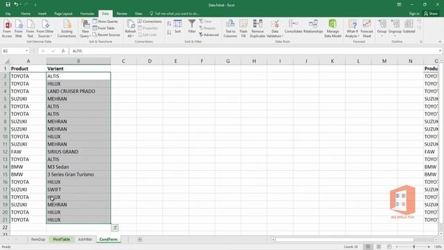 Excel Extract Unique Data Value In Urdu