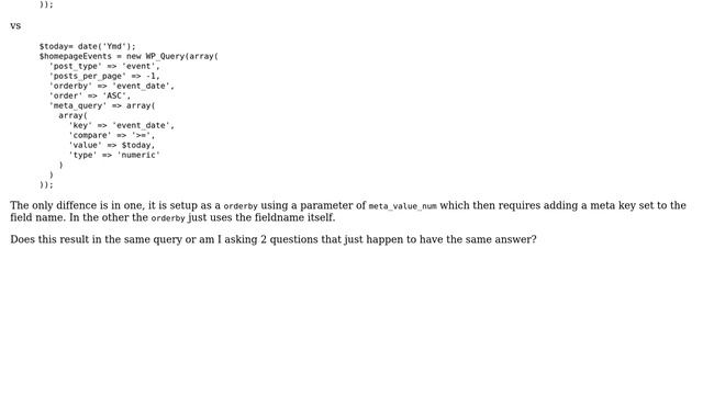 Wordpress: What is the difference in a query when using a fieldname as a meta key vs orderby field? смотреть онлайн