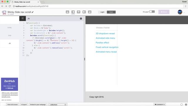 Sticky side navigation/side bar on scroll смотреть онлайн