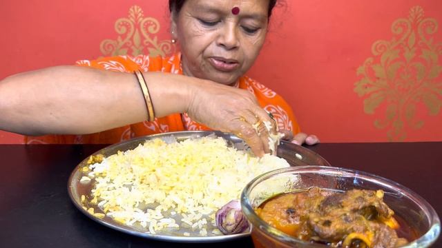 BIGBITES,EATING RICE WITH SPICY ?? MUTTON CURRY AND CHICKEN ?? KOSHA।HUGE RICE..