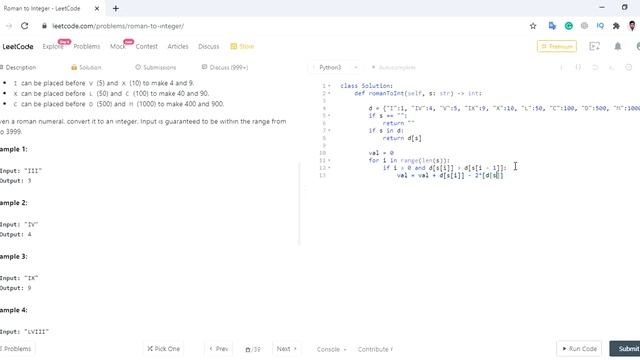 Roman to Integer Leetcode Solution | Python смотреть онлайн