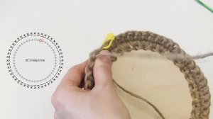 Корзина из джута крючком без использования каната. Плотный узор Вязание из джута / С деревянным дно