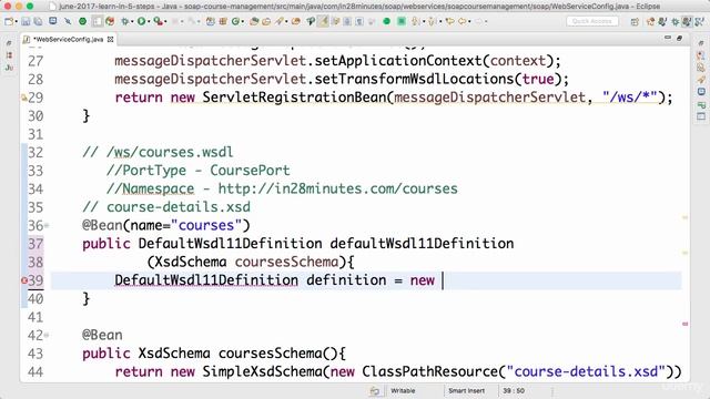 046 Step 10 Spring Web Services Configuration Generating WSDL смотреть онлайн