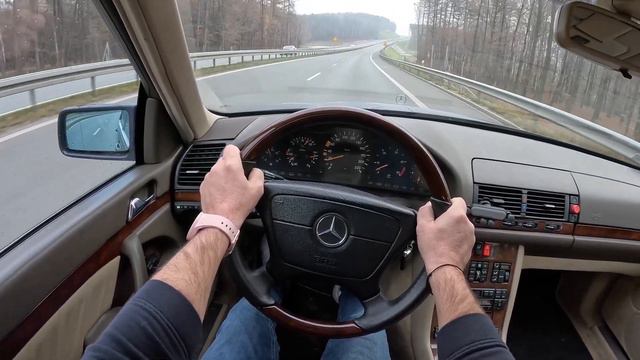 1994 Mercedes-Benz S-Class W140 [3.5 TURBO-D 150HP] |0-100| POV Test Drive #1444 Joe Black