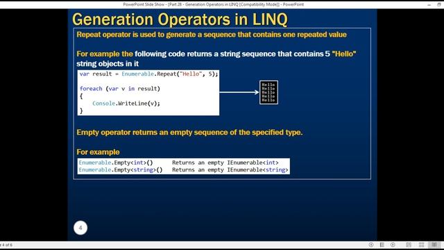 Generation Operators in LINQ in arabic смотреть онлайн
