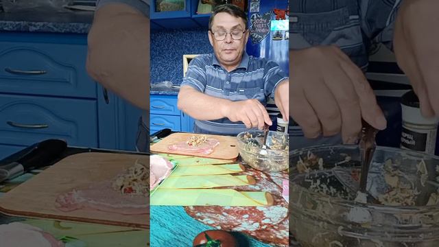 Мясные мешочки из свинины в беконе. смотреть онлайн