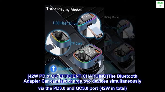 Bluetooth FM Transmitter for Car,Radio AUX Adapter with Dual Screen Display&7 Color Backlit, смотреть онлайн