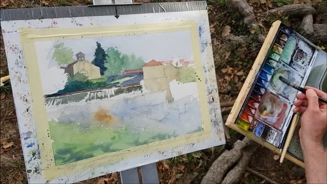 Watercolor Demo - How to Paint River Reflections - 'Plein Air'! смотреть онлайн
