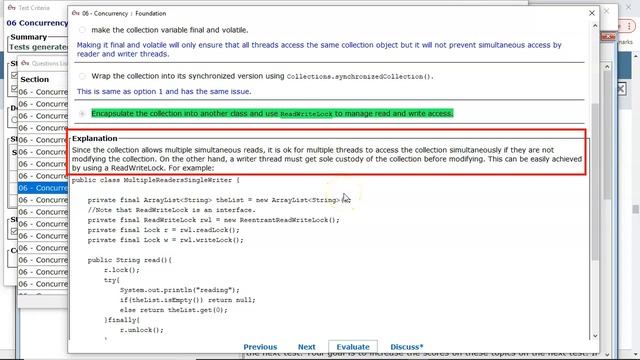 Concurrent reading but sole writing with ReadWriteLock. (enthuware.ocpjp.v11.2.1138) смотреть онлайн