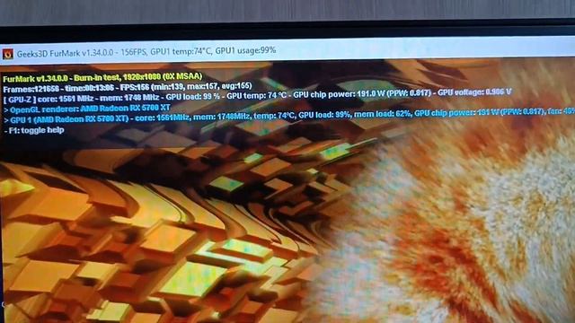 Gigabyte RX-5700XT 8gb GDDR-6 Gaming OC, тест FurMark для авито